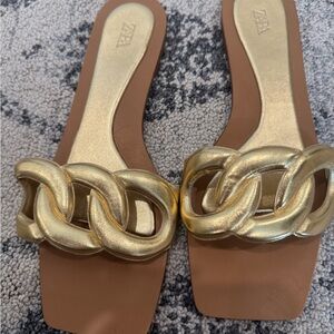Zara gold sandals size 37/7